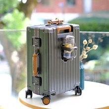 Airway luggage trolley box for women, 20 inch aluminum frame travel box for men, brake multifunctional password box PC