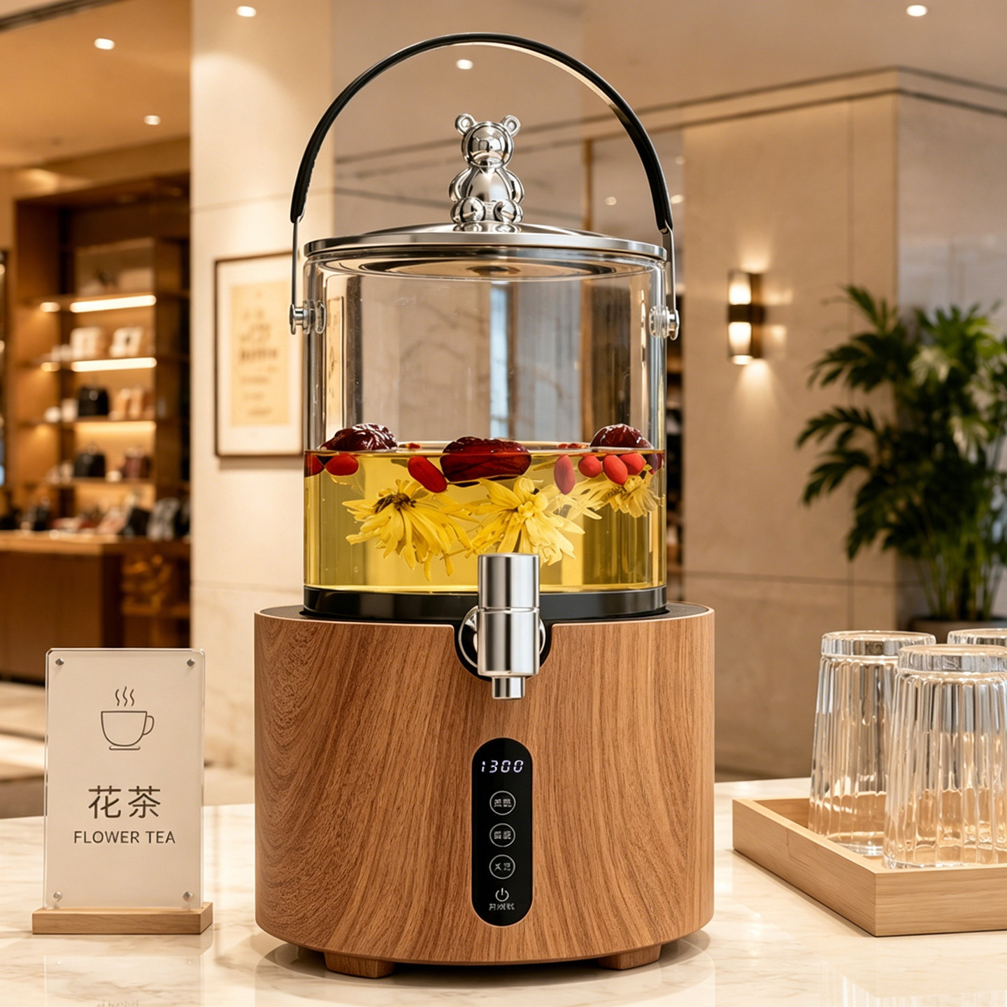 Чайник Tea keg tea maker 2026 новый умный чайный бочонок цельностеклянный коммерческий отель большой емкости для здорового цветочного чая