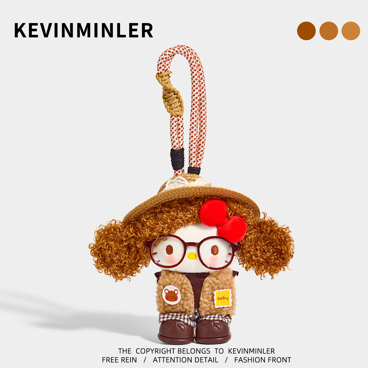 KEVINMINLER оригинальная натуральная полосатая сумка KT cat с подвеской, милый брелок для ключей hellokitty