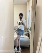 Japanese Sweet Cool Spicy Girl Full Shoulder No Waist Short sleeved T-shirt