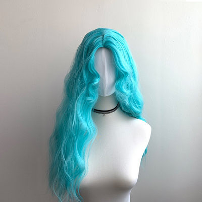 taobao agent 薄荷绿假发中分长卷发lolita全头套女万用cos大波浪洛丽塔女团