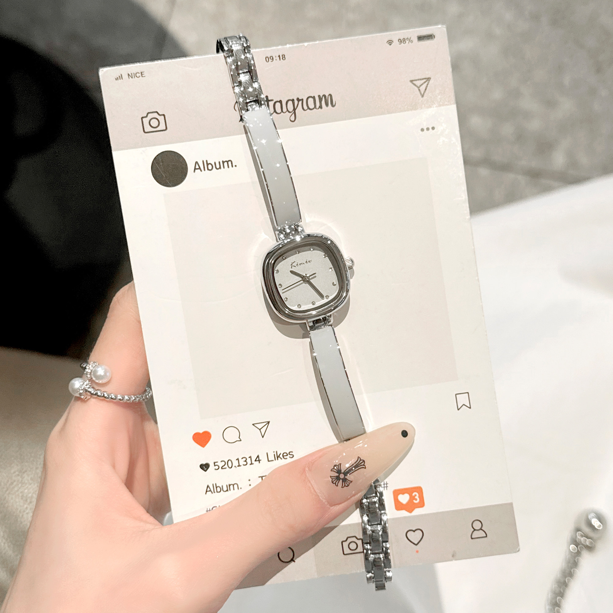 Jinmiou watch женские изысканные, компактные и простые часы с квадратным браслетом из кусочков сахара, легкие роскошные часы для студенток ниши