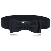 Women's bow elastic thin belt dress girdle decoration fashionable versatile accessories black small belt belt