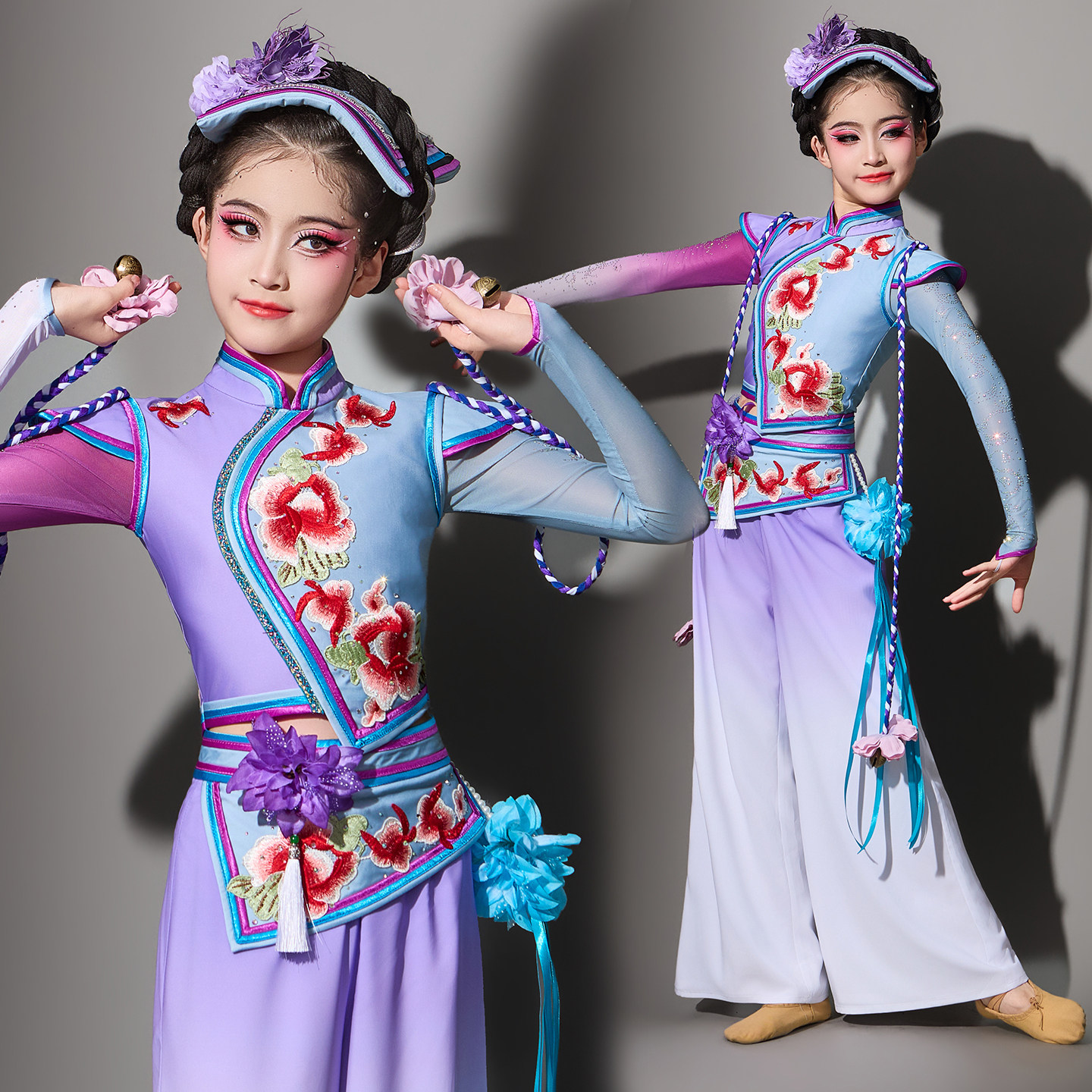 Репертуарные костюмы Qiang Alma, детские танцевальные костюмы Qiang bell sound, сольный танец art test, этнические сценические костюмы для девочек