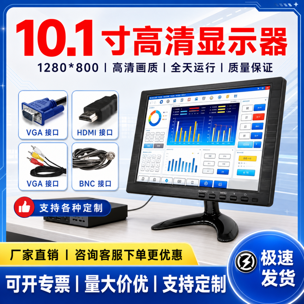 10-дюймовый дисплей 7/8/10-дюймовый HDMI-дисплей высокой четкости VGA-монитор для записи движения грузовиков и автобусов задним ходом