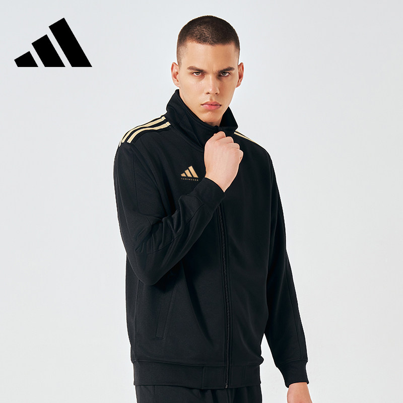 Мужская классическая куртка Adidas, новая модная трикотажная свободная спортивная куртка в три полосы, повседневный топ