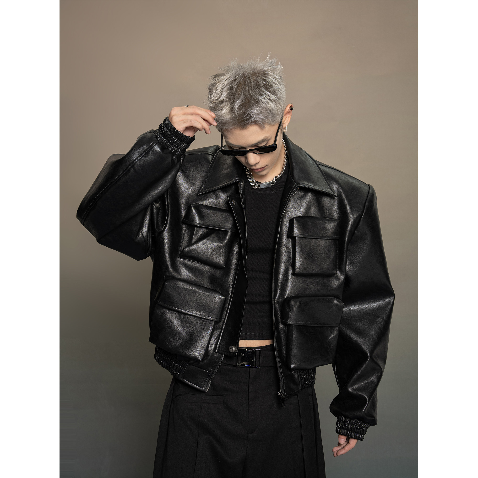 Кожаная куртка DBW Doublewin24/FW с новым силуэтным дизайном, мужская свободная повседневная короткая куртка