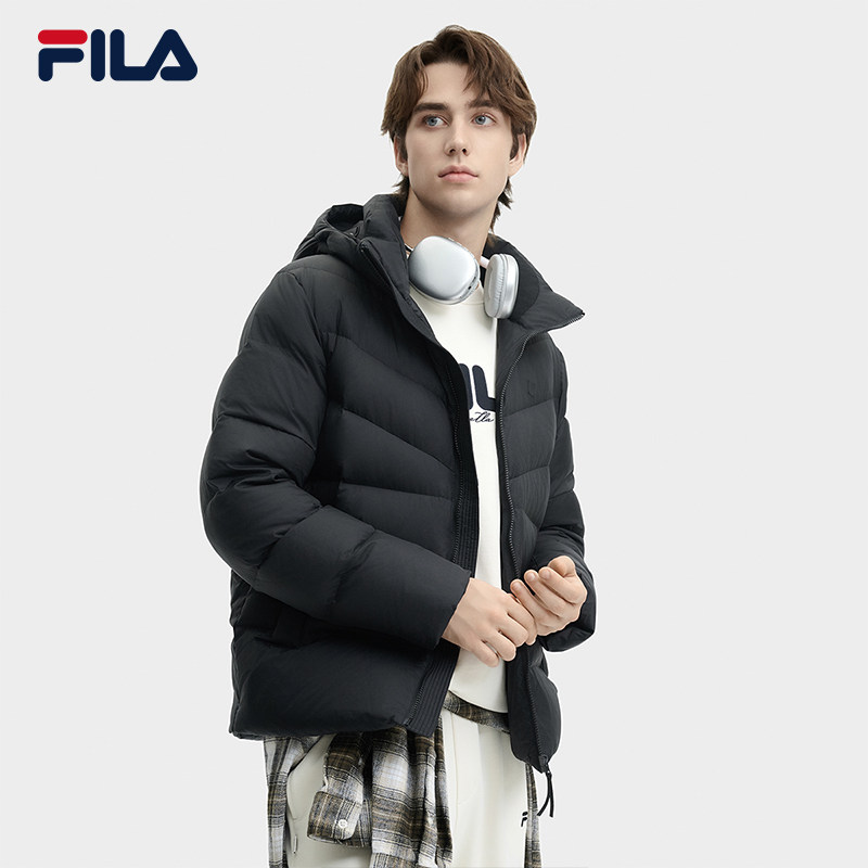 Официальный мужской пуховик FILA, новинка зимы, стильная мужская теплая повседневная куртка с капюшоном, подходящая по цвету