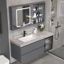 Simple rock slab seamless basin, intelligent bathroom cabinet, bathroom ceramic integrated basin