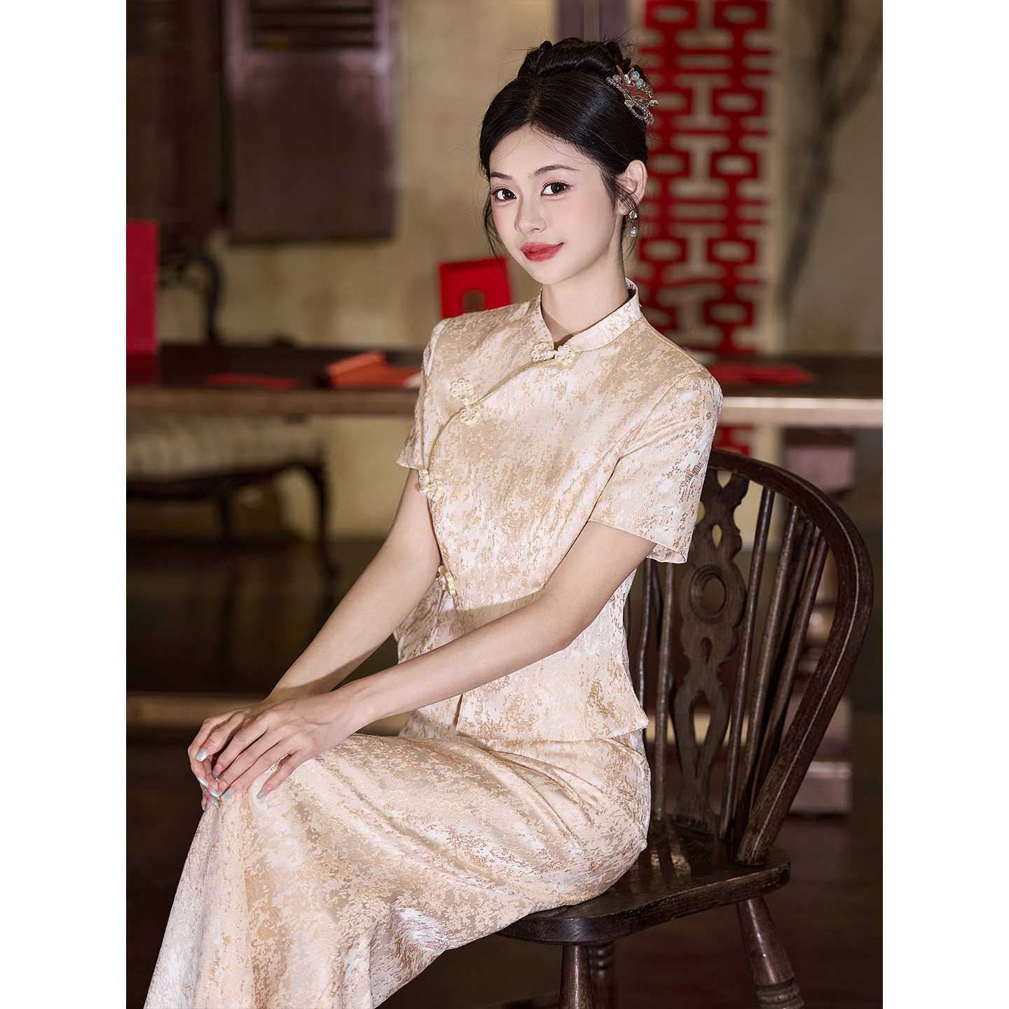 Красивое свадебное платье cheongsam цвета шампанского, новое китайское платье для тостов, платье невесты в национальном стиле с кисточками, которое можно носить ежедневно летом