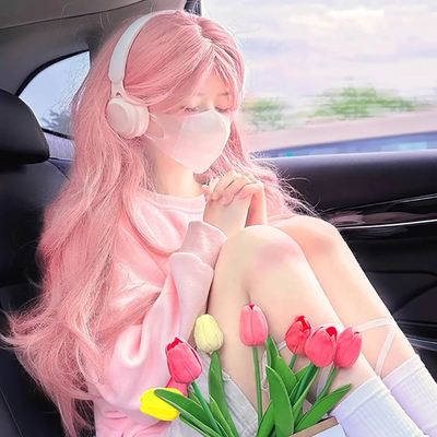 taobao agent 粉色假发doll感cos万用大波浪长卷发几字中分刘海全头套lolita毛
