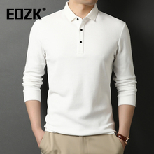 Eozk Business Leisure Pure Cotton Long sleeved Polo Shirt for Men 2024 Spring New Fashion Polo Neck Simple Men's T-shirt