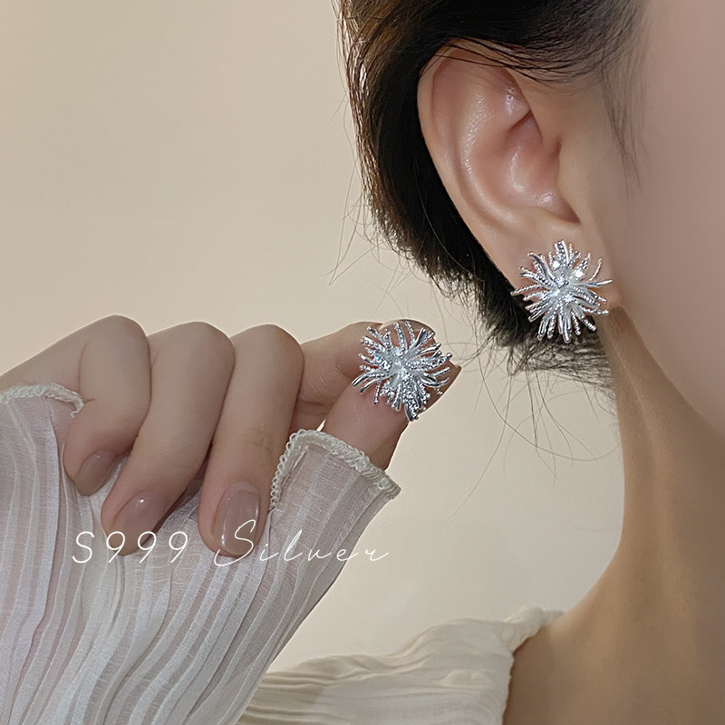 серьги из стерлингового серебра 999 пробы, серьги-фейерверки, женские легкие роскошные нишевые высококлассные темпераментные серьги, новинка 2026 года, взрывные серьги