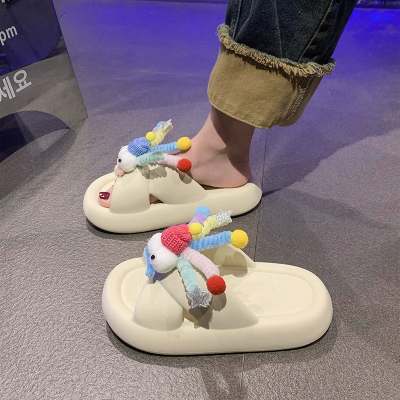 Cute cartoon-themed, quirky, platform sandals for women, perfect for summer, suitable for home, indoors, beach, and casual wear.