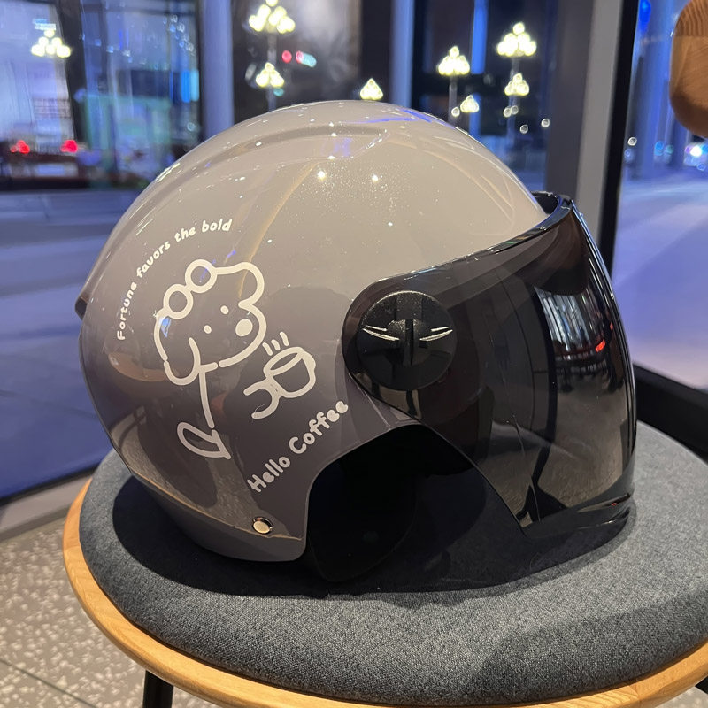 3C certified electric vehicle helmet, national standard certified, battery-powered motorcycle, cute cartoon...