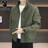Мужская куртка со стоячим воротником Playboy, весна-осень 2026, новая трендовая однотонная тонкая куртка, универсальная мужская куртка