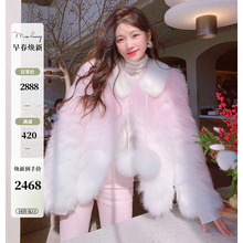 MissLuxury Human Barbie Finland Saga Imported Fox Fur Grass Coat Female Mink Collar