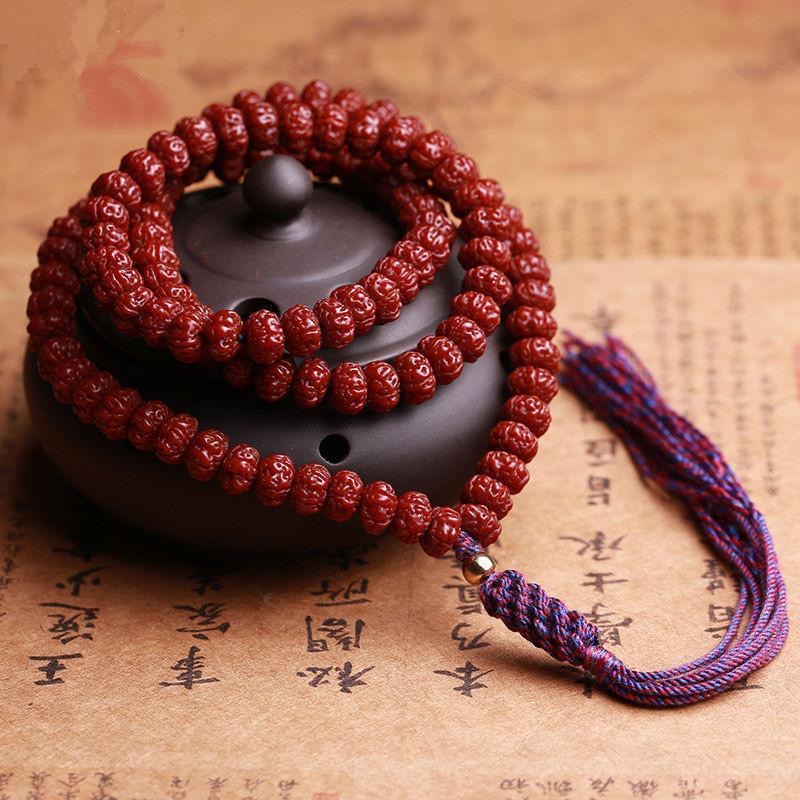 Король нефритового дерева с покрытием Xiaojingang Бодхи Бодхи 108 браслетов Мужской браслет из бисера с коротким ворсом и двойным драконом в виде цветка сливы