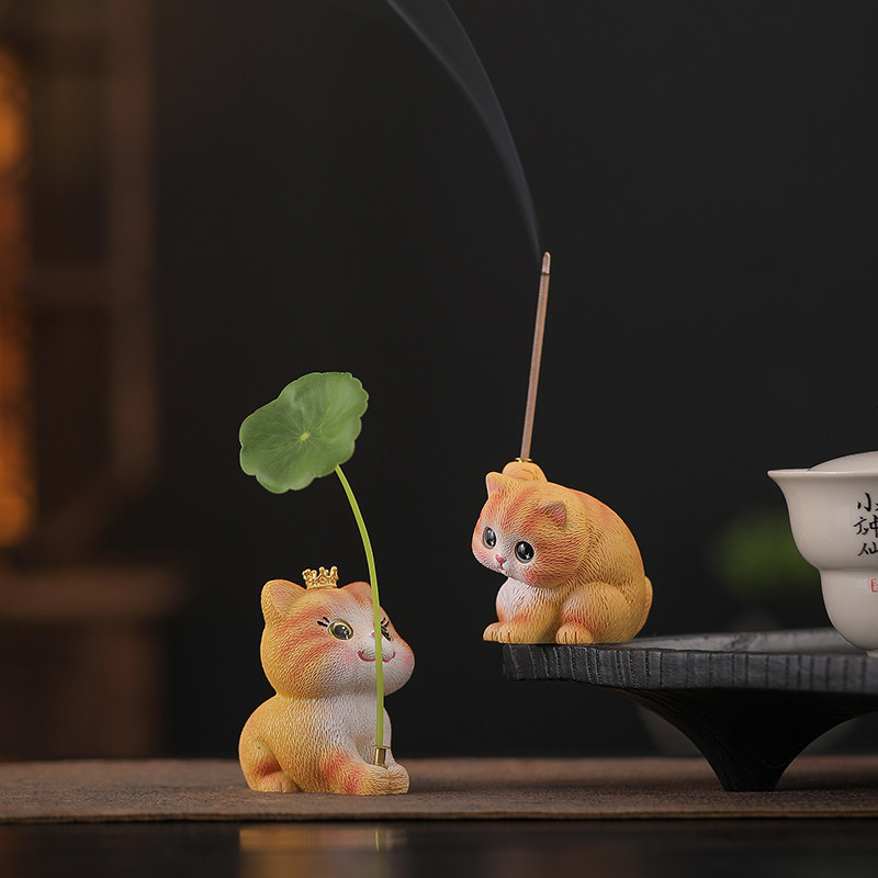Маленькая кошка, животное, украшение для кошек, украшение рабочего стола в офисе, милый кот, поднос для благовоний, подставка для благовоний, подставка для благовоний