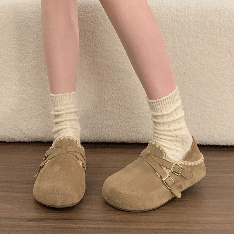 Женская обувь Birkenstock "все включено" на толстой подошве; сезон осень; коллекция 2026 года; новые стильные тонкие туфли для ленивых с одной педалью; повседневные лоферы на два размера больше