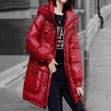 2023 New store for women in down jackets, mid to long down jackets, mapping Hong Kong light luxury high-end loose fitting down women's fashionable thick hooded warm jacket