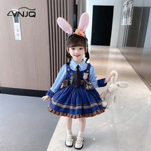 VNJQ Lolita Princess Dress Girl Summer Fashionable Children's Birthday Dress Little Girl Rabbit Officer Dress