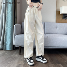 La Chapelle summer American workwear pants for women, ice silk quick drying thin and handsome ankle wide leg sports casual pants