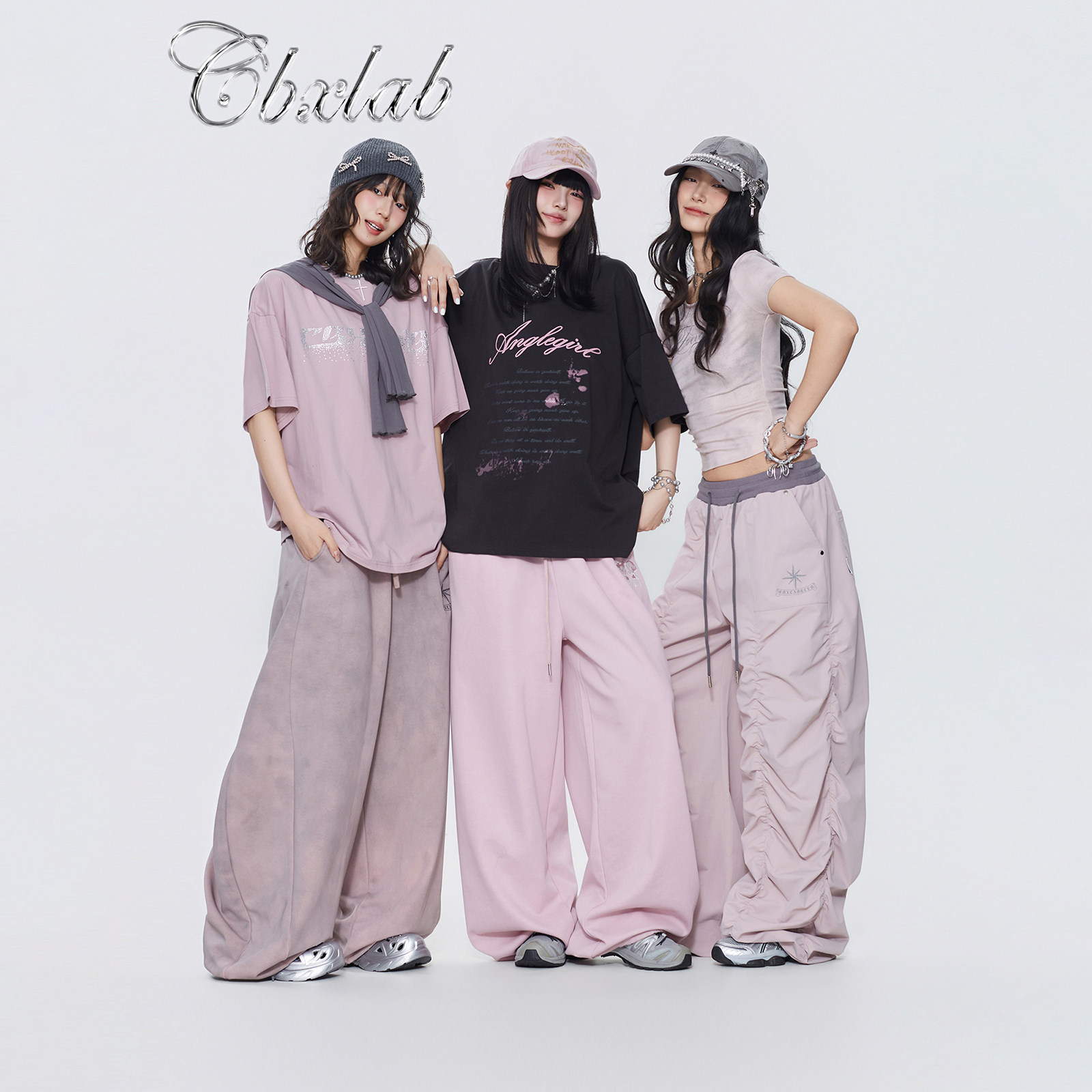 Бренд CBXLAB hip-hop tide "sweet cool Pink series", американские уличные спортивные брюки, весенняя футболка для горячих девушек, топ