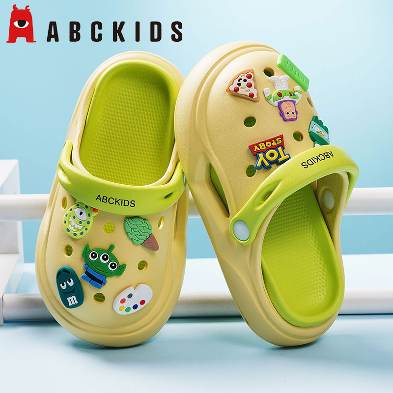 Abckids/ детская обувь с дырками; тапочки для мальчиков; летние домашние нескользящие сандалии и тапочки для купания в помещении для родителей и детей