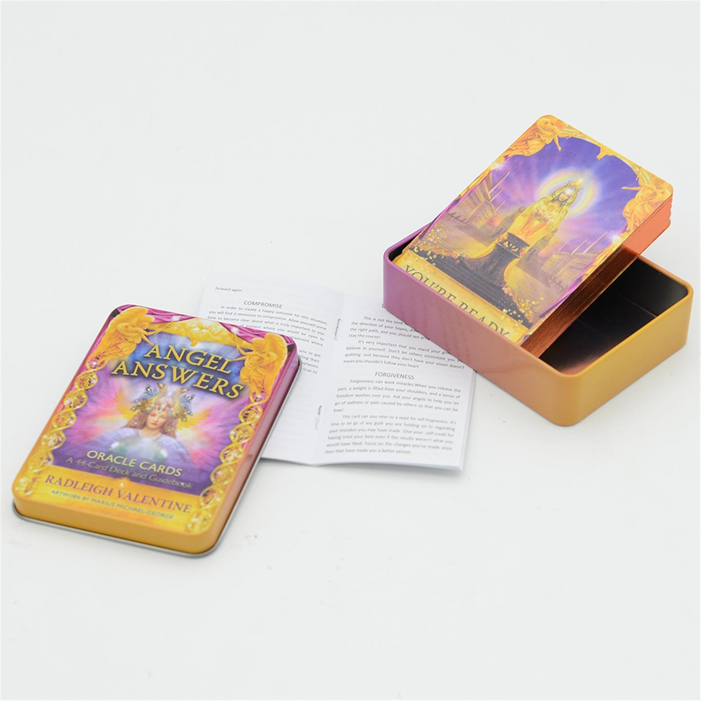 Железная шкатулка с набором карт Таро Angel Response Card Настольная игра Английский Оракул Cavite Bronzing
