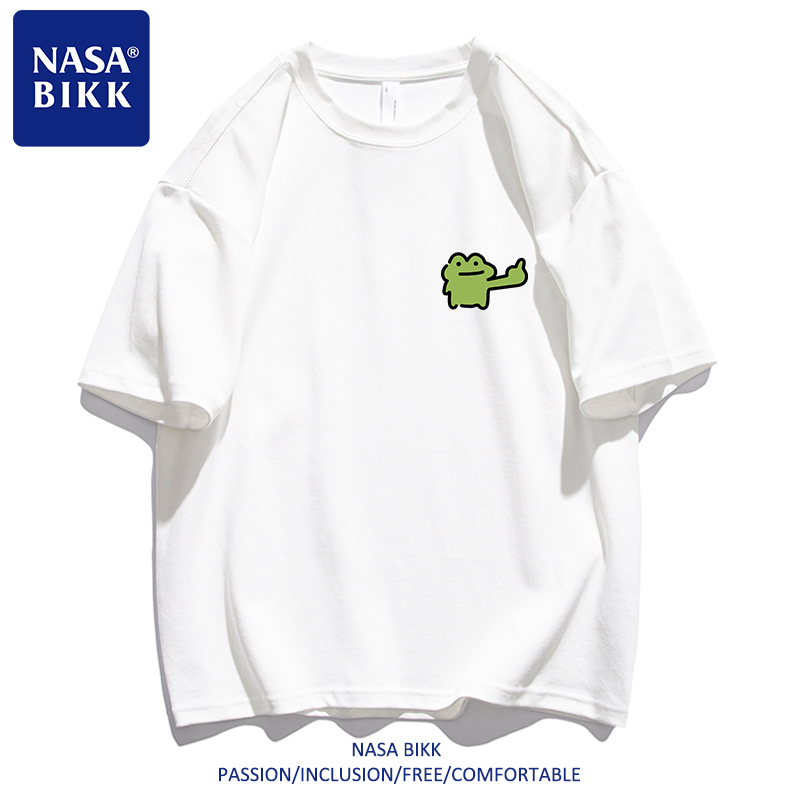 【Dinggaoguo】 Хлопковая футболка NASA с американским принтом для летней мужской пары с круглым вырезом, свободная повседневная универсальная футболка с короткими рукавами