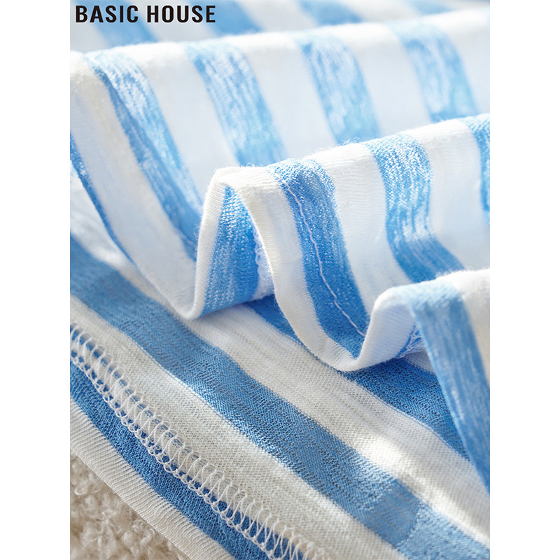 Basic House/Baijia, контрастная полосатая футболка с длинными рукавами, легкая свободная солнцезащитная блузка для женщин, лето 2026