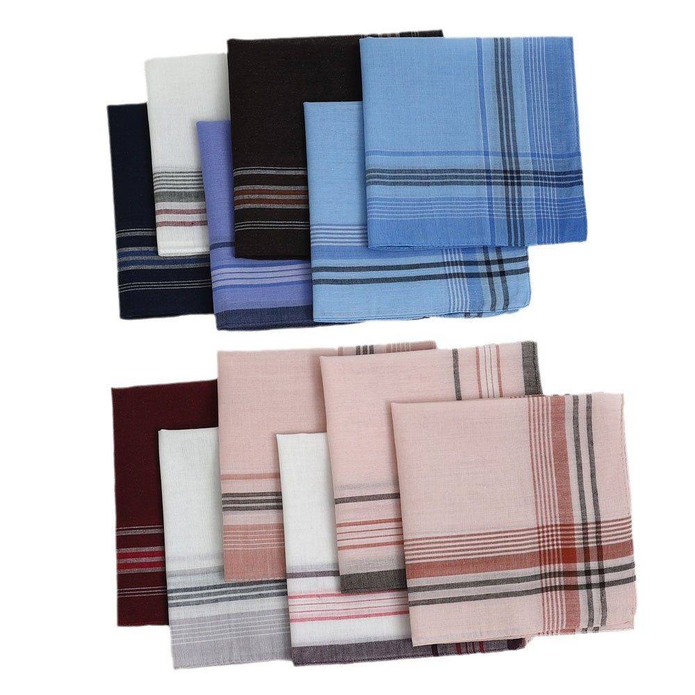 3 Classic Men's Polyester-Cotton Sweat-Absorbent Checkered Handkerchiefs, Old-fashioned Thin Handkerchiefs, Sweat Wipes for Elderly