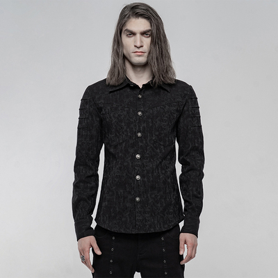 taobao agent ╋魔叹╋ PUNKRAVE朋克哥特GOTHIC弹力提花面料男长袖衬衣 WY1225
