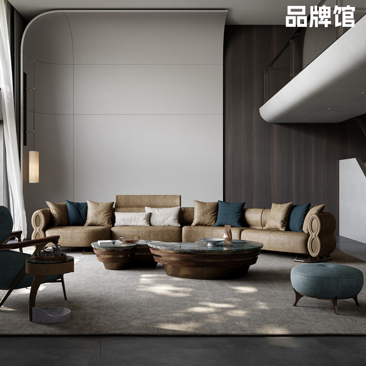 Универсальный дизайн мебели на заказ полностью кожаный итальянский диван из матовой воловьей кожи, угловой светильник для гостиной, роскошный дизайнерский модуль