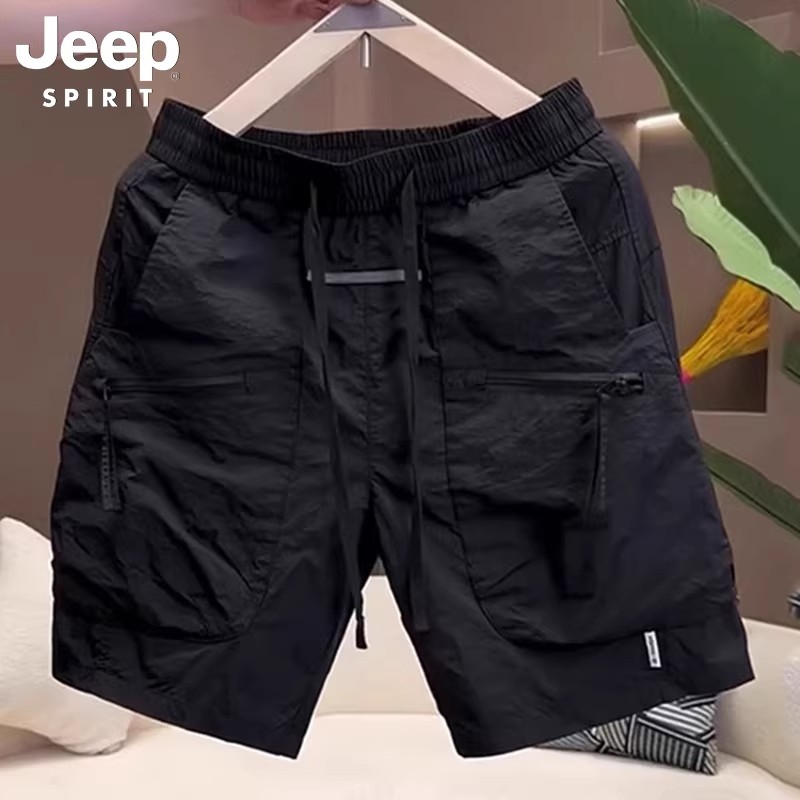 Летние шорты из тонкого ледяного шелка JEEP SPIRIT, новинка 2026 года, верхняя одежда, быстросохнущие брюки для отдыха с пятью точками, мужские