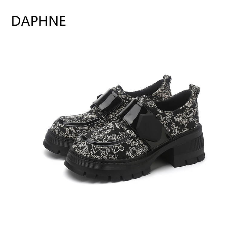 Daphne/Маленькие кожаные туфли Daphne на толстой подошве, увеличивающие рост, универсальная повседневная обувь JK uniform, повседневные черные тонкие туфли