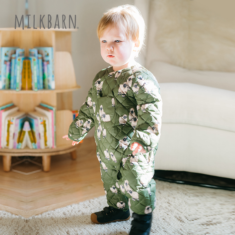 Milkbarn2025 осенне-зимние новинки, цельный комбинезон на пуху для новорожденных с косыми лацканами, комбинезон для прогулок, сохраняющий тепло