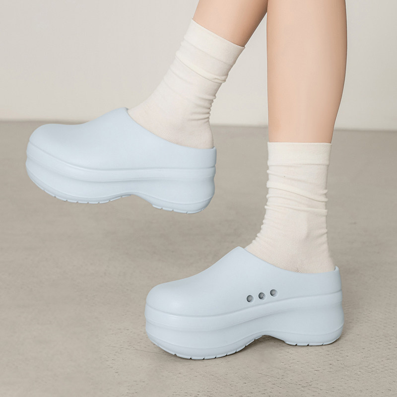 Обувь шеф-повара, женская обувь Birkenstock на толстой подошве, увеличивающая рост маленького человека, новинка 2026 года, верхняя одежда Baotou drag, нескользящая водонепроницаемая обувь muller