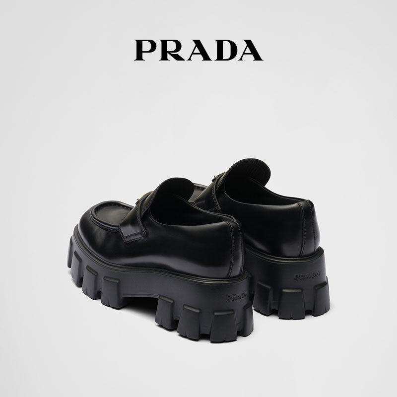 Prada/женские мокасины Prada Monolith из глянцевой воловьей кожи Prada/женские мокасины из воловьей кожи Monolith