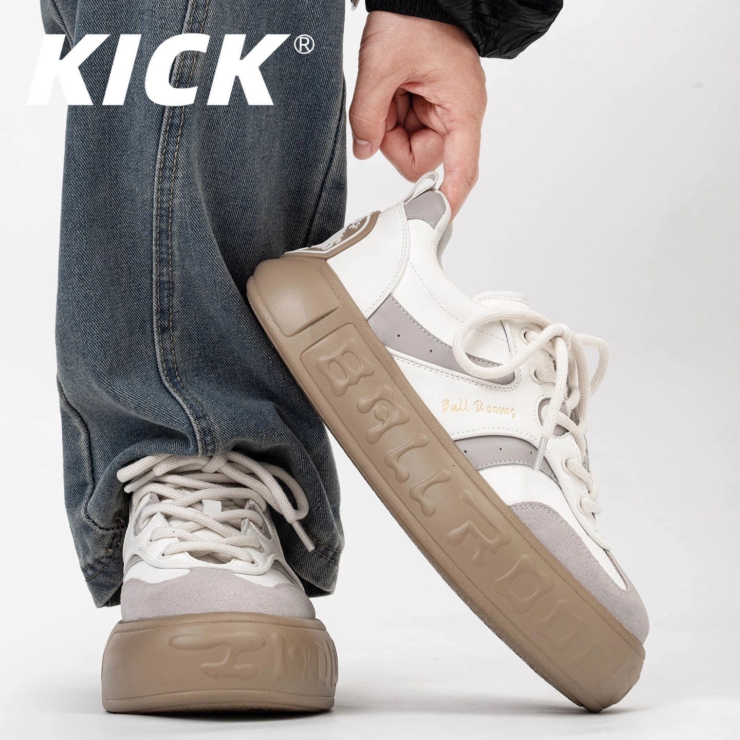 KICK Tan Jianji - это тот же стиль немецкой спортивной обуви, что и мужская нишевая повседневная обувь в стиле американского ретро на толстой подошве с увеличенным носком.
