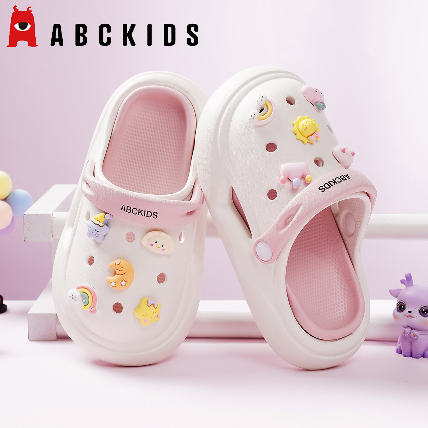 Abckids/ обувь с дырками для девочек; нескользящие детские дышащие тапочки Baotou; летние пляжные туфли для девочек и родителей; детская обувь