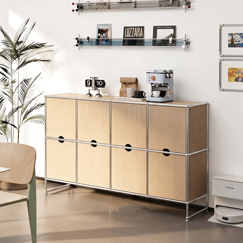 Массивный буфет в средневековом стиле из нержавеющей стали Bauhaus birch ocean board с выдвижным ящиком...