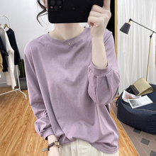 Lantern Sleeves Pure Cotton 3/4 Sleeve White T-shirt Women's Spring and Autumn New Loose and Slim Underlay Top Vintage Wrinkle T-shirt