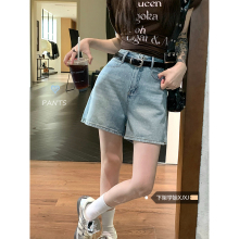 Small and versatile retro washed polka dot denim shorts for women's summer 2024 new high waisted slimming A-line wide leg pants