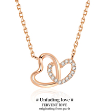 Authentic 18K Colored Gold Necklace for Women AU750 Rose Gold Mobius Heart to Heart Valentine's Day Gift