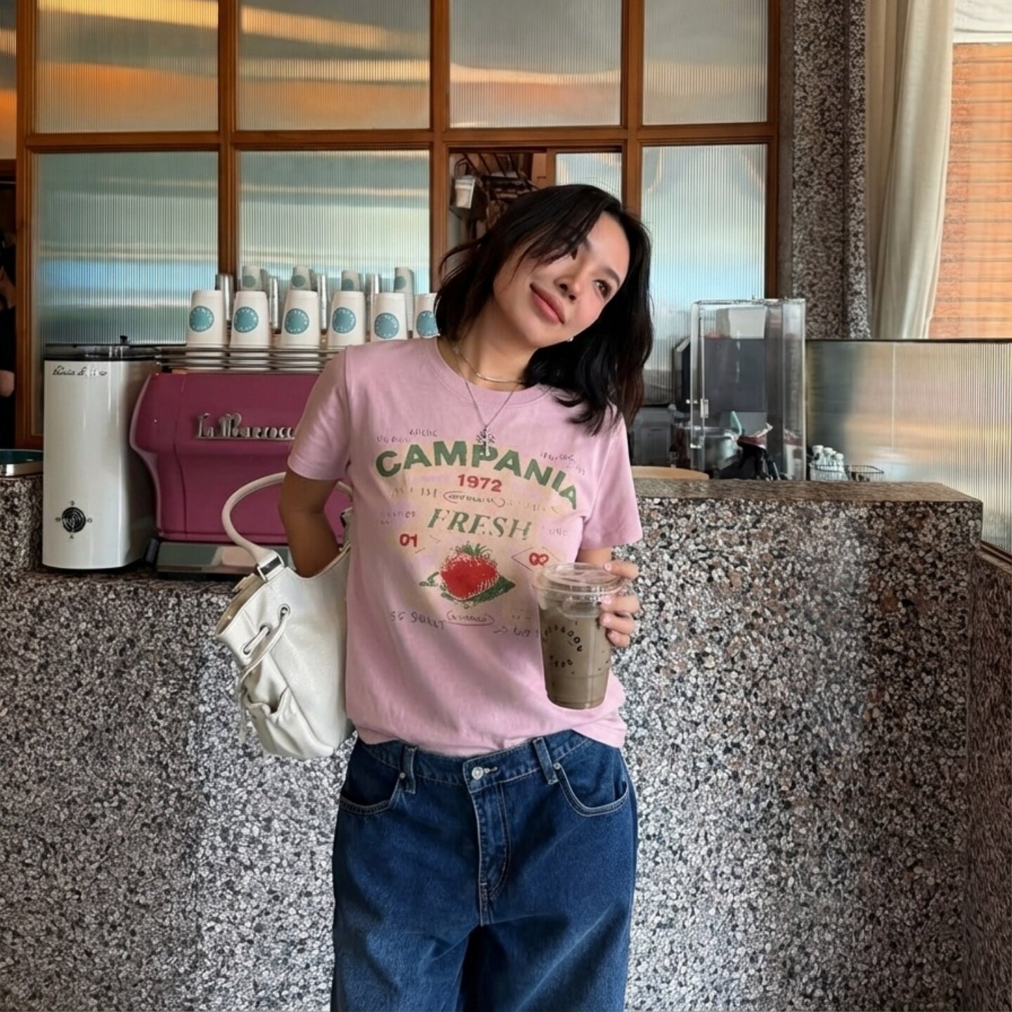 Korean style strawberry print pink short-sleeved T-shirt for women, summer 2026...