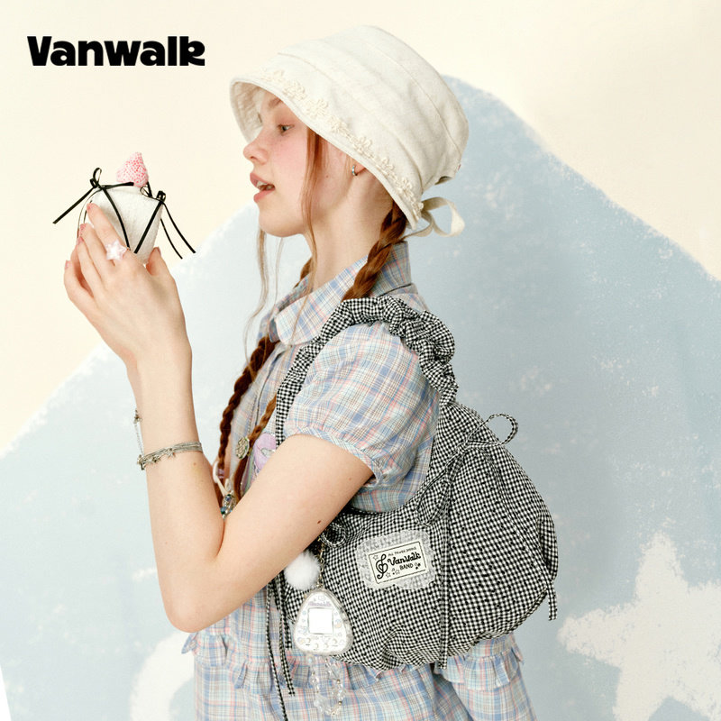 VANWALK gulugulu нишевый бант в балетном стиле, ручная сумка для подмышек, кружевная переносная сумка через плечо для девочек