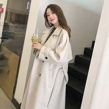 Woolen Coat Women's Mid length 2024 Autumn/Winter Chinese New Year Hepburn style Thickened Woolen Coat Off White Milk White