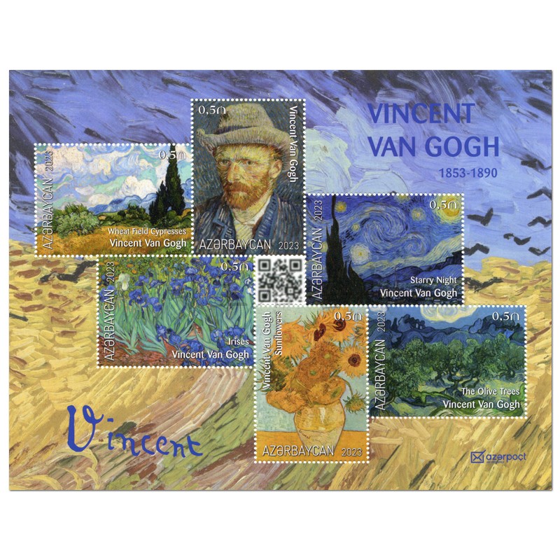 【Азербайджан】 2023 Работы Винсента Ван Гога/Сувенирный лист World Art